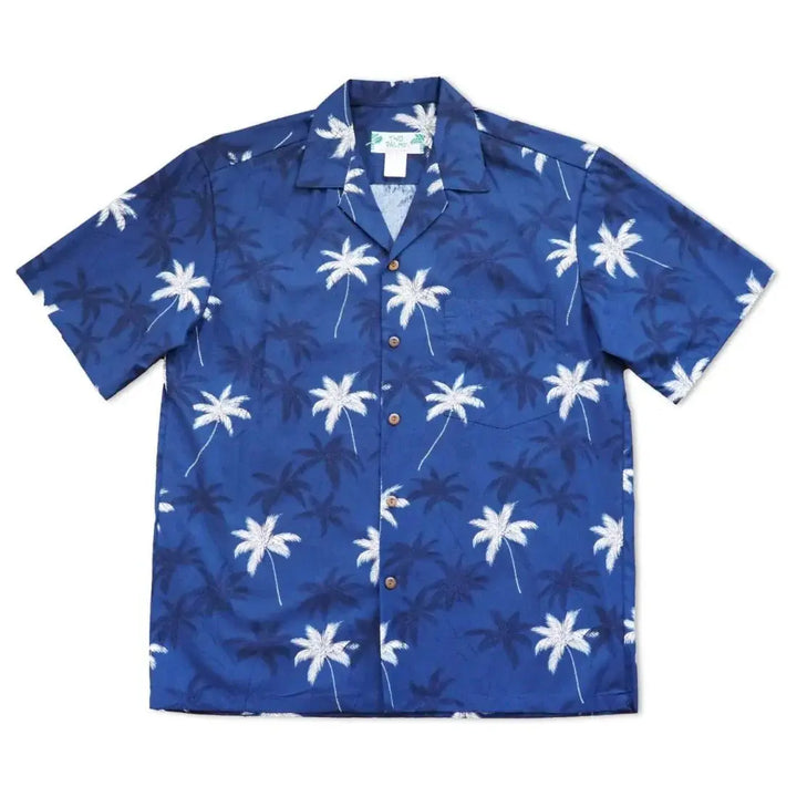 Palm Beach Blue Hawaiian Cotton Shirt Made in Hawaii