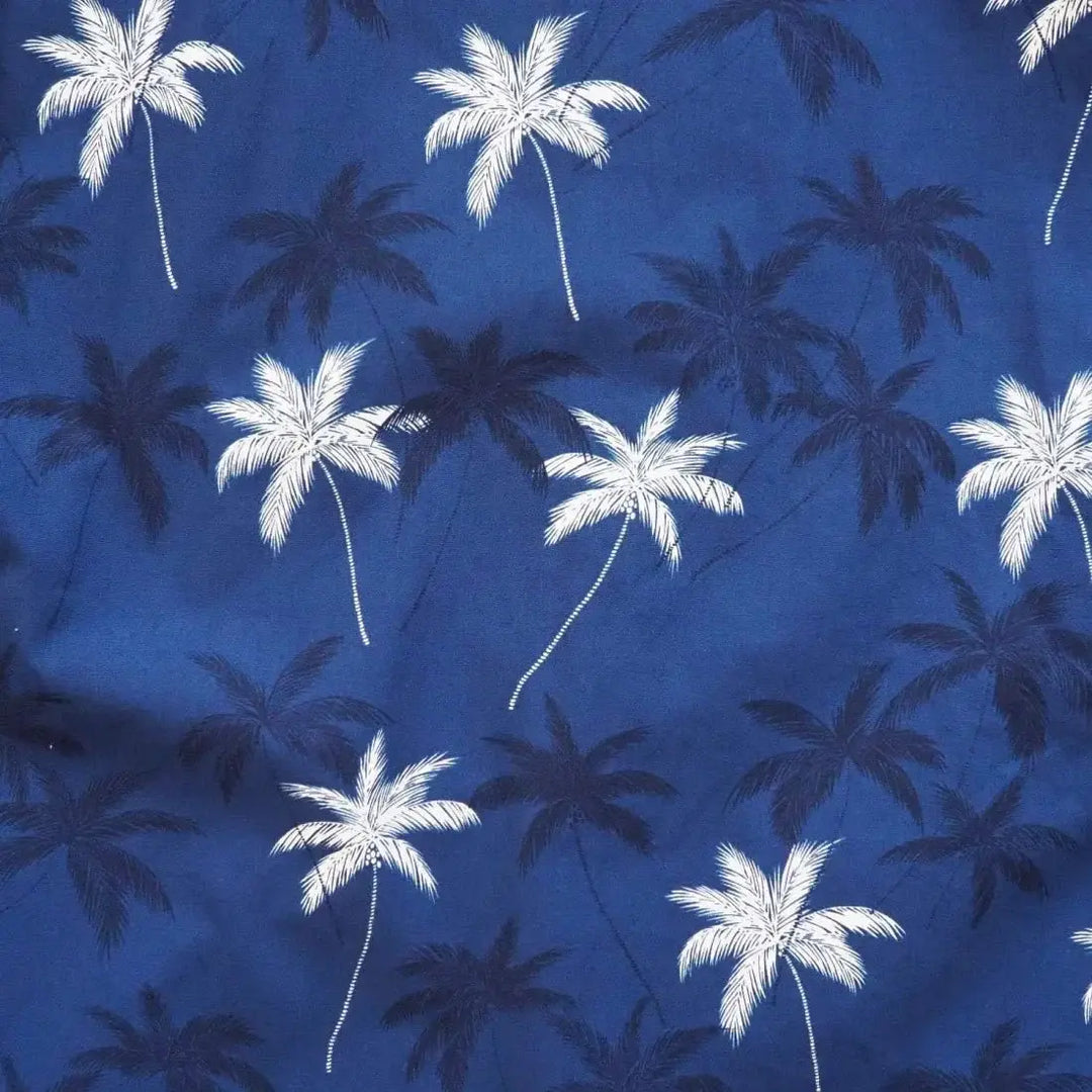Palm Beach Blue Hawaiian Cotton Shirt Made in Hawaii