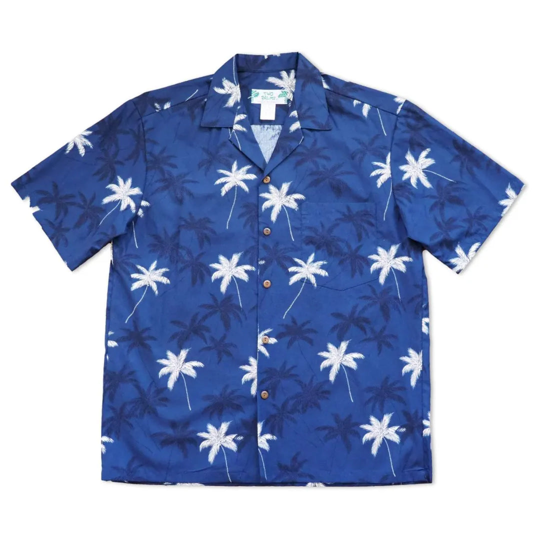 Palm Beach Blue Hawaiian Cotton Shirt - Made in Hawaii