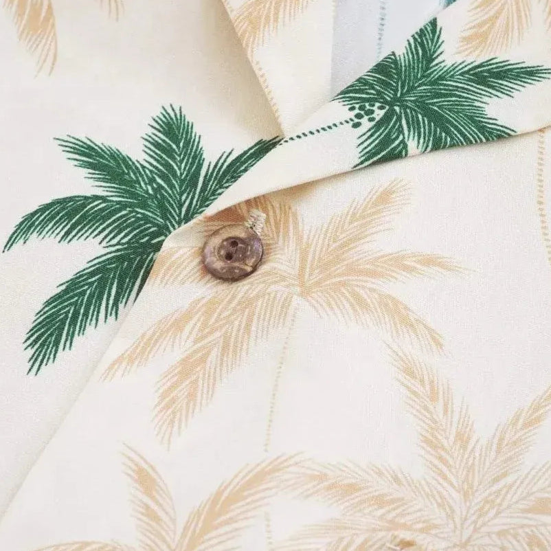 Palm Beach Cream Hawaiian Cotton Shirt - Made in Hawaii