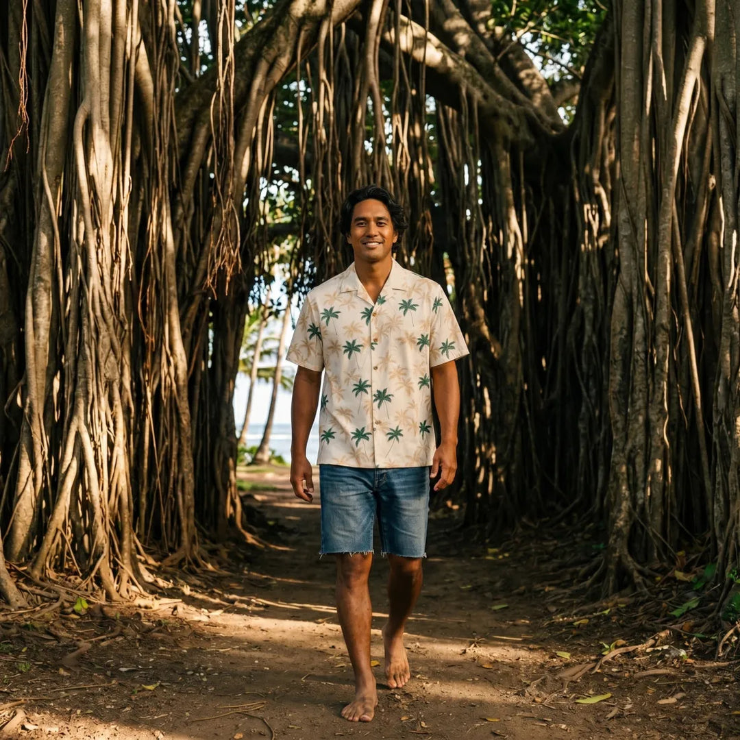 Palm Beach Cream Hawaiian Cotton Shirt - Made in Hawaii