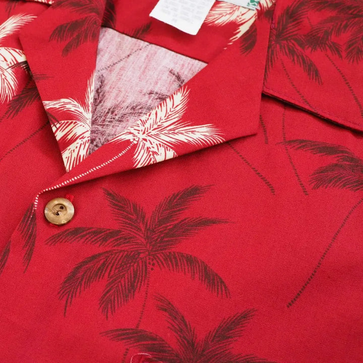 Palm Beach Red Hawaiian Cotton Shirt - Made in Hawaii