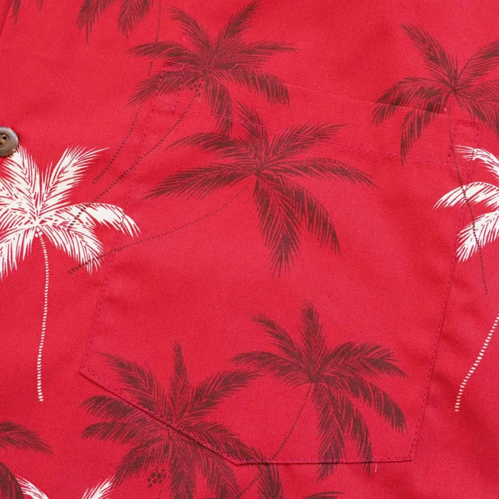 Palm Beach Red Hawaiian Cotton Shirt - Made in Hawaii