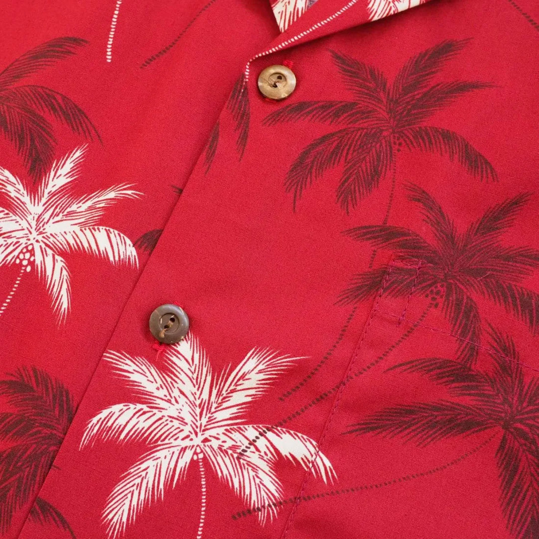 Palm Beach Red Hawaiian Cotton Shirt - Made in Hawaii