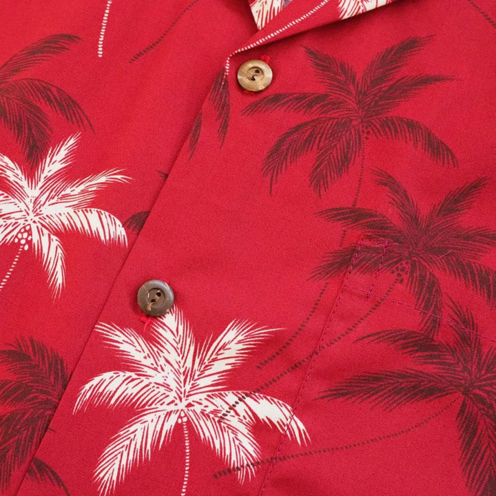 Palm Beach Red Hawaiian Cotton Shirt - Made in Hawaii