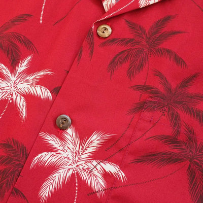 Palm Beach Red Hawaiian Cotton Shirt - Made In Hawaii
