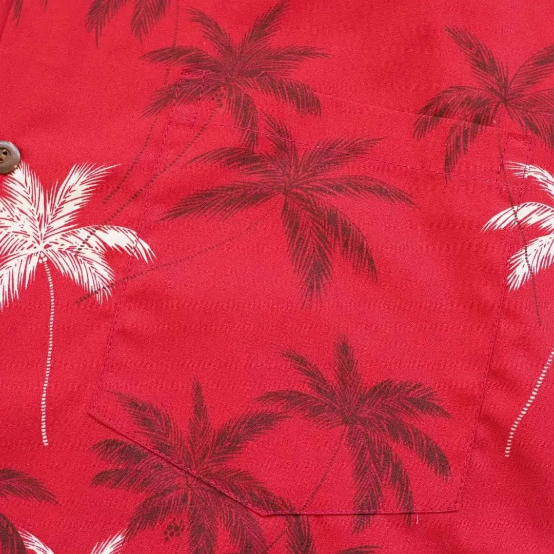 Palm Beach Red Hawaiian Cotton Shirt - Made in Hawaii