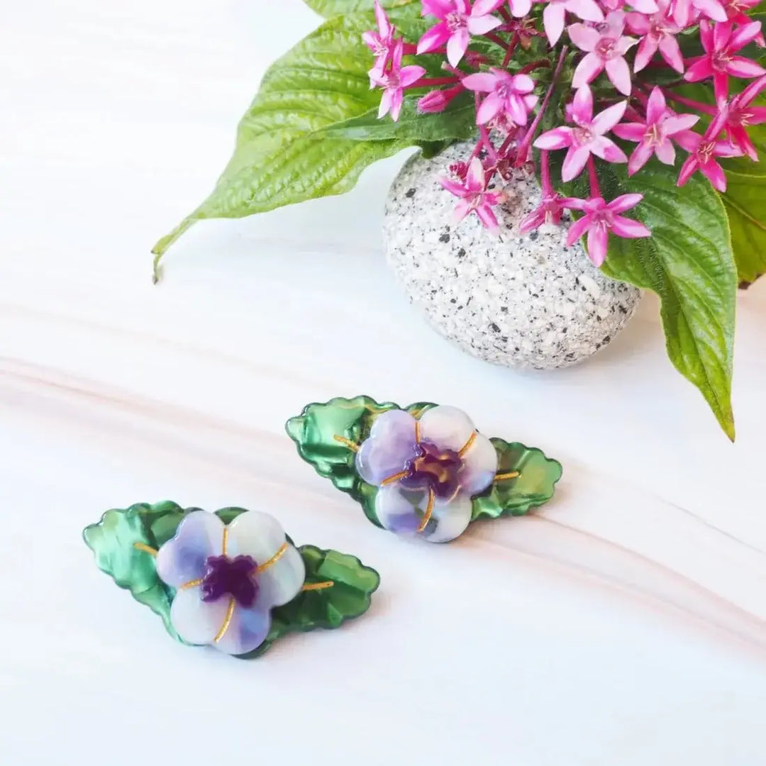 Pansy Mini Hair Clip Set - Made in Hawaii