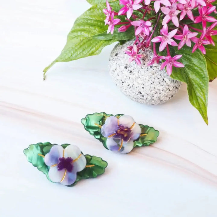 Pansy Mini Hair Clip Set - Made in Hawaii