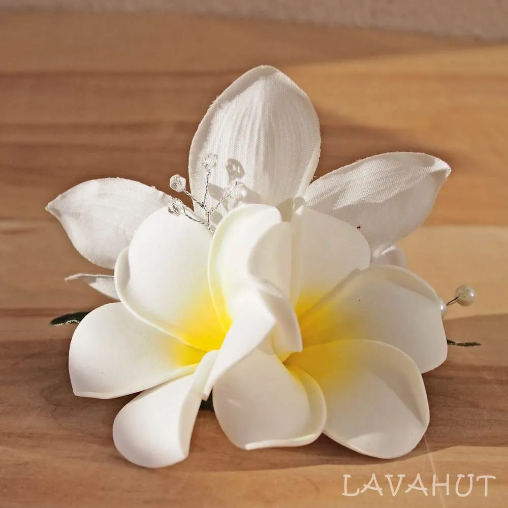 Paradise White Hawaiian Flower Hair Clip - Made In Hawaii