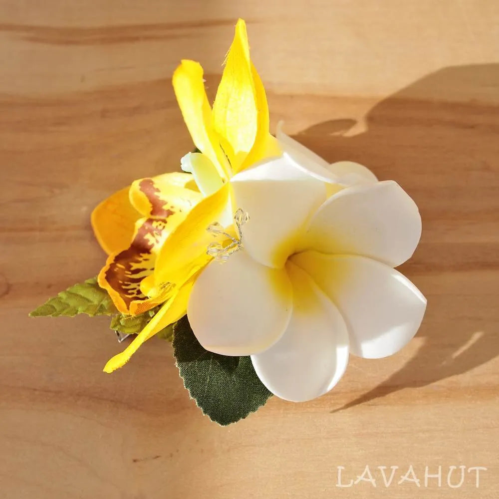 Paradise Yellow Hawaiian Flower Hair Clip - Made In Hawaii