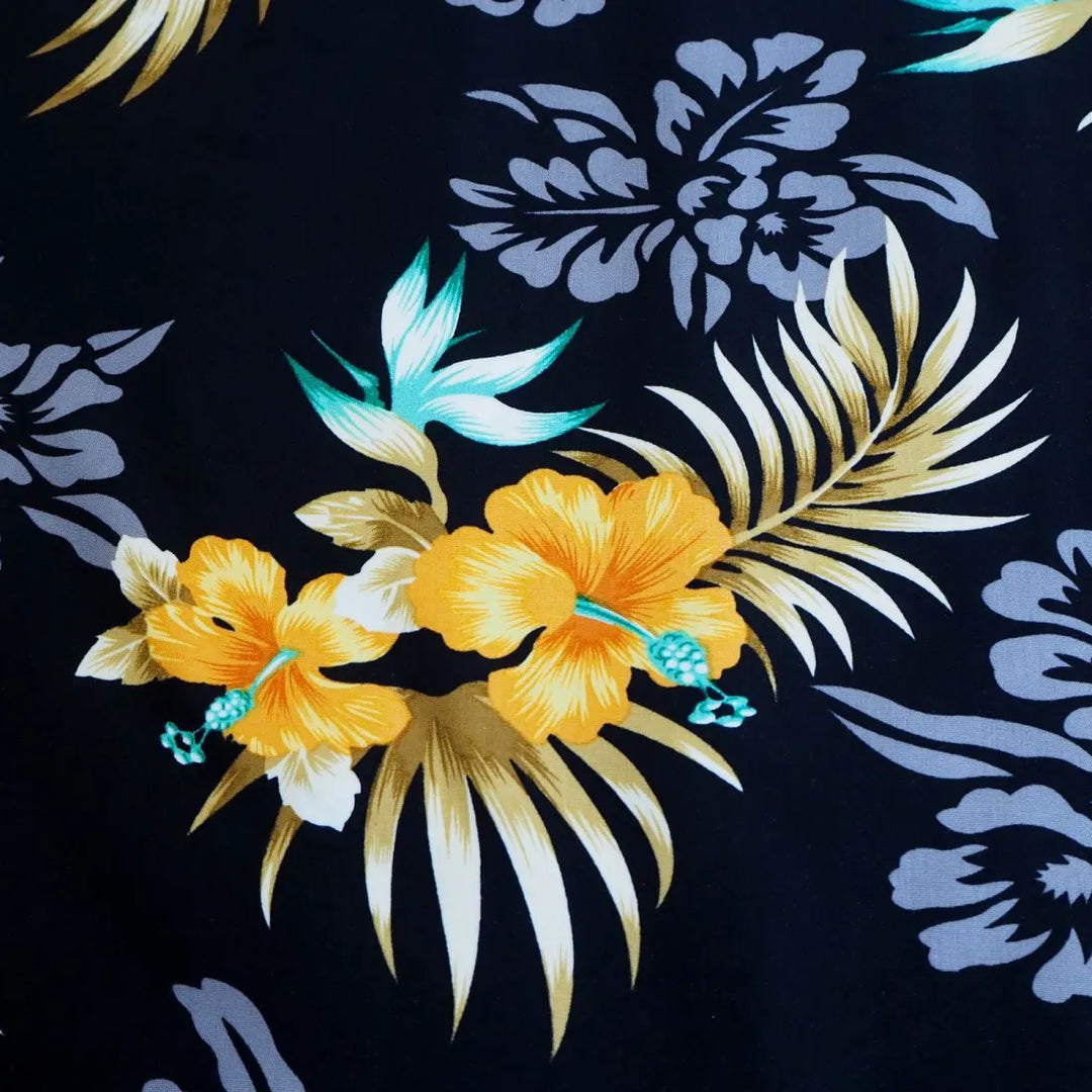 Passion Black Hawaiian Rayon Fabric by the Yard - Made in Hawaii