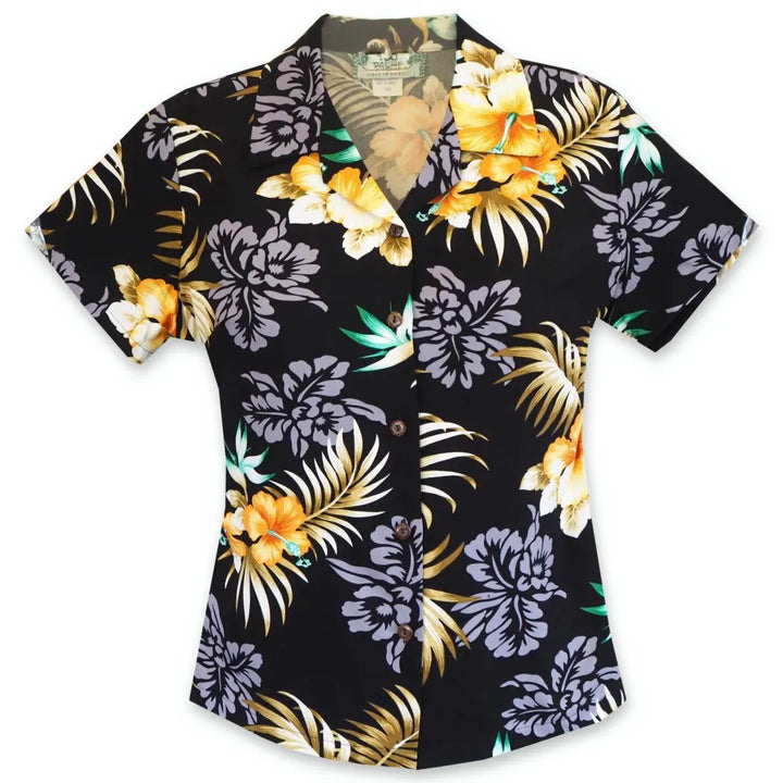 Passion Black Lady’s Hawaiian Rayon Blouse - Made in Hawaii