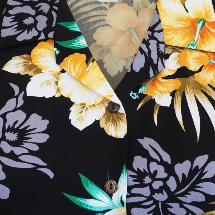 Passion Black Lady’s Hawaiian Rayon Blouse - Made in Hawaii