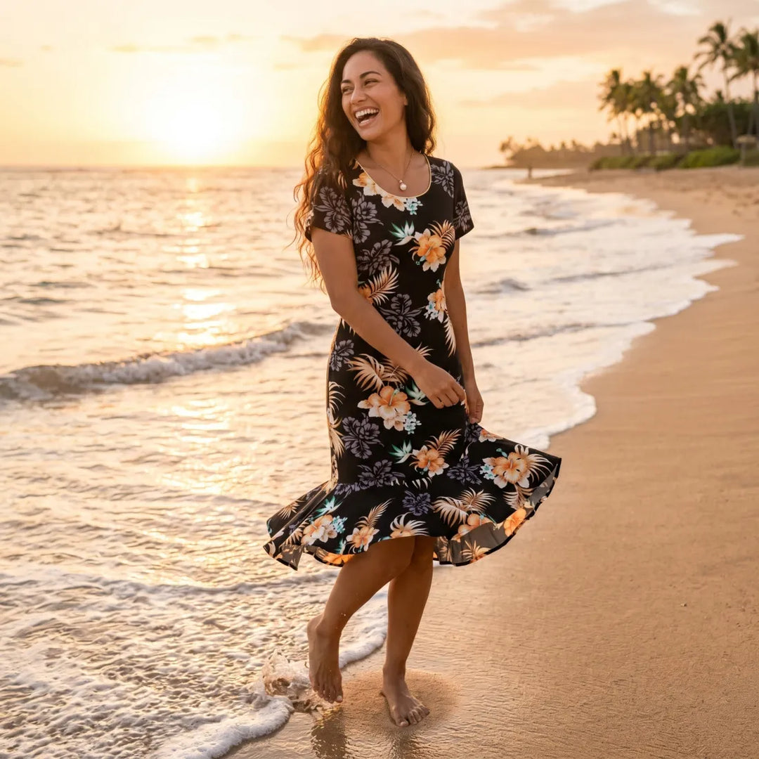 Passion Black Laka Hawaiian Dress - Made in Hawaii