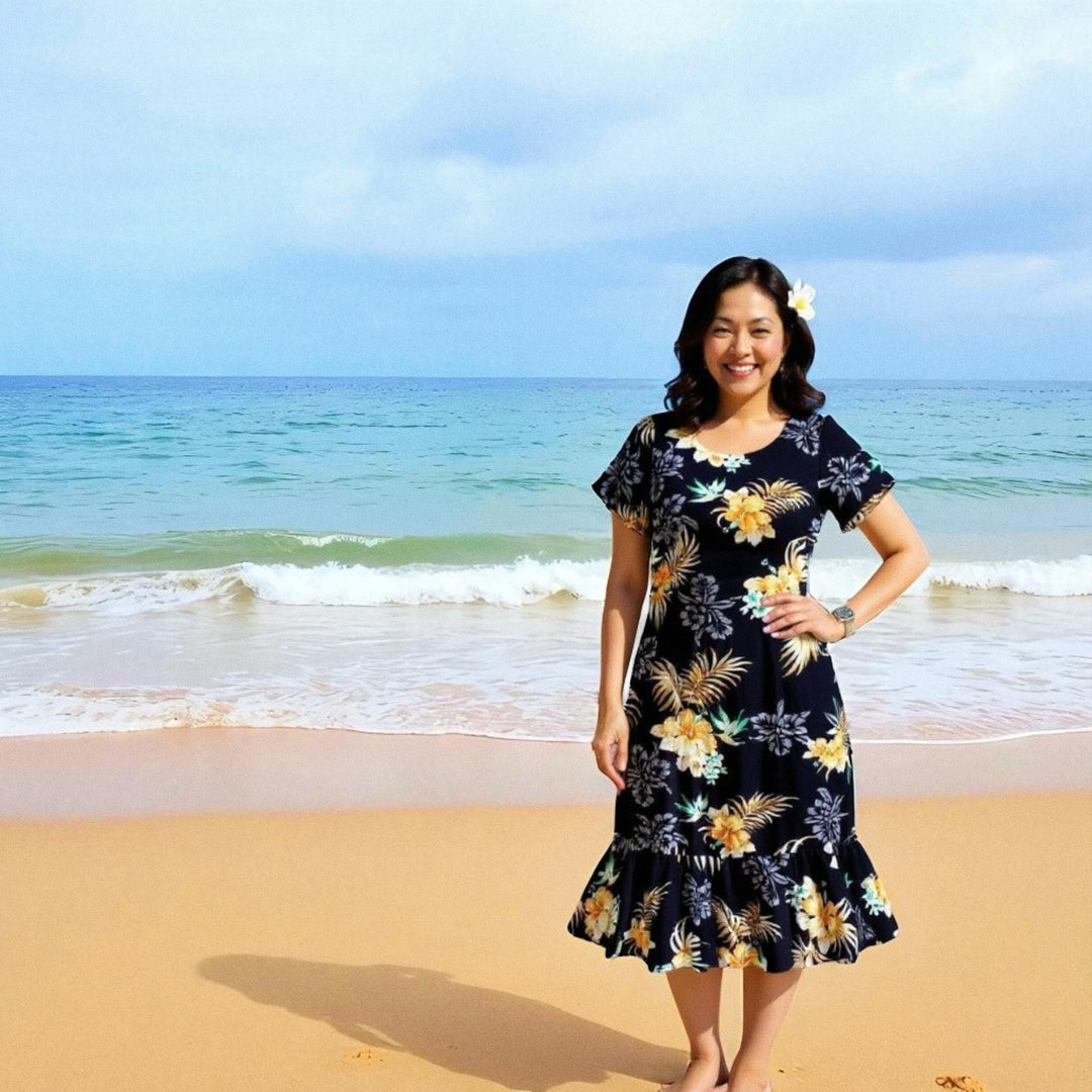 Passion Black Laka Hawaiian Dress Made in Hawaii