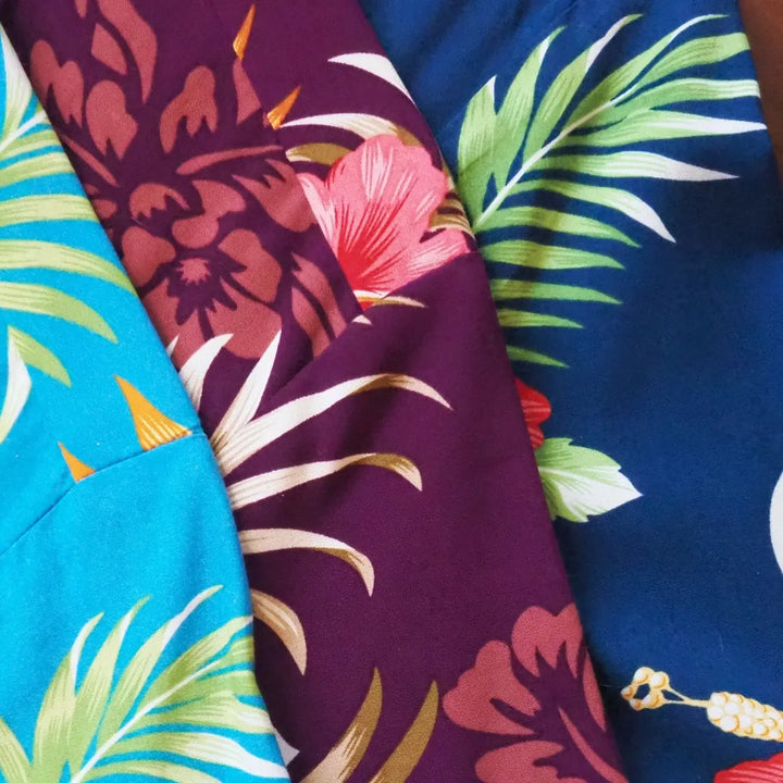 Passion Blue Hawaiian Rayon Fabric by the Yard - Made in Hawaii