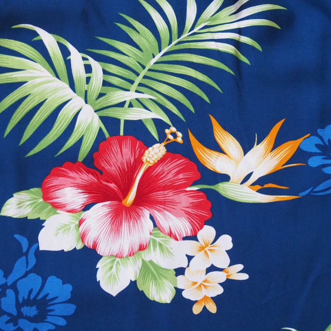 Passion Navy Blue Hawaiian Rayon Fabric by the Yard - Made in Hawaii