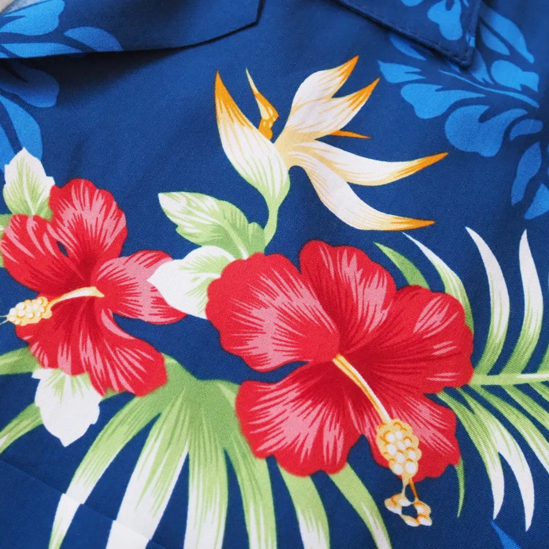 Passion Navy Blue Hawaiian Rayon Fabric by the Yard - Made in Hawaii