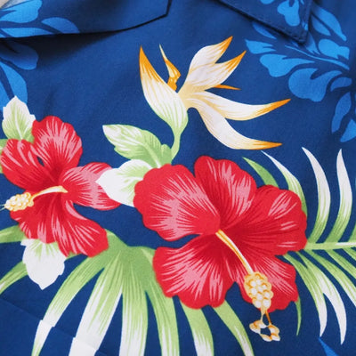 Passion Navy Blue Hawaiian Rayon Fabric By The Yard - Made In Hawaii