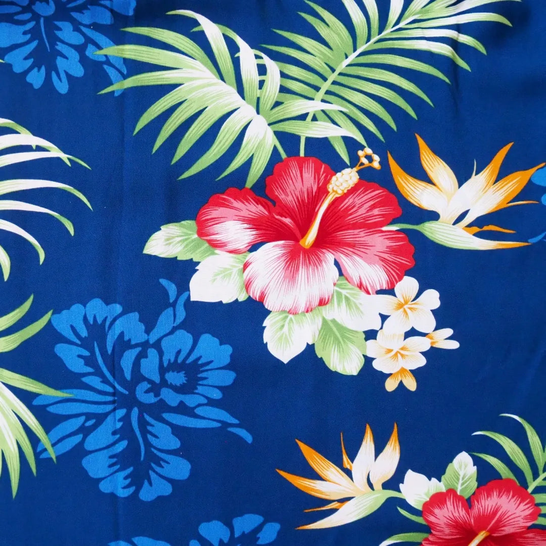 Passion Navy Blue Hawaiian Rayon Fabric by the Yard - Made in Hawaii