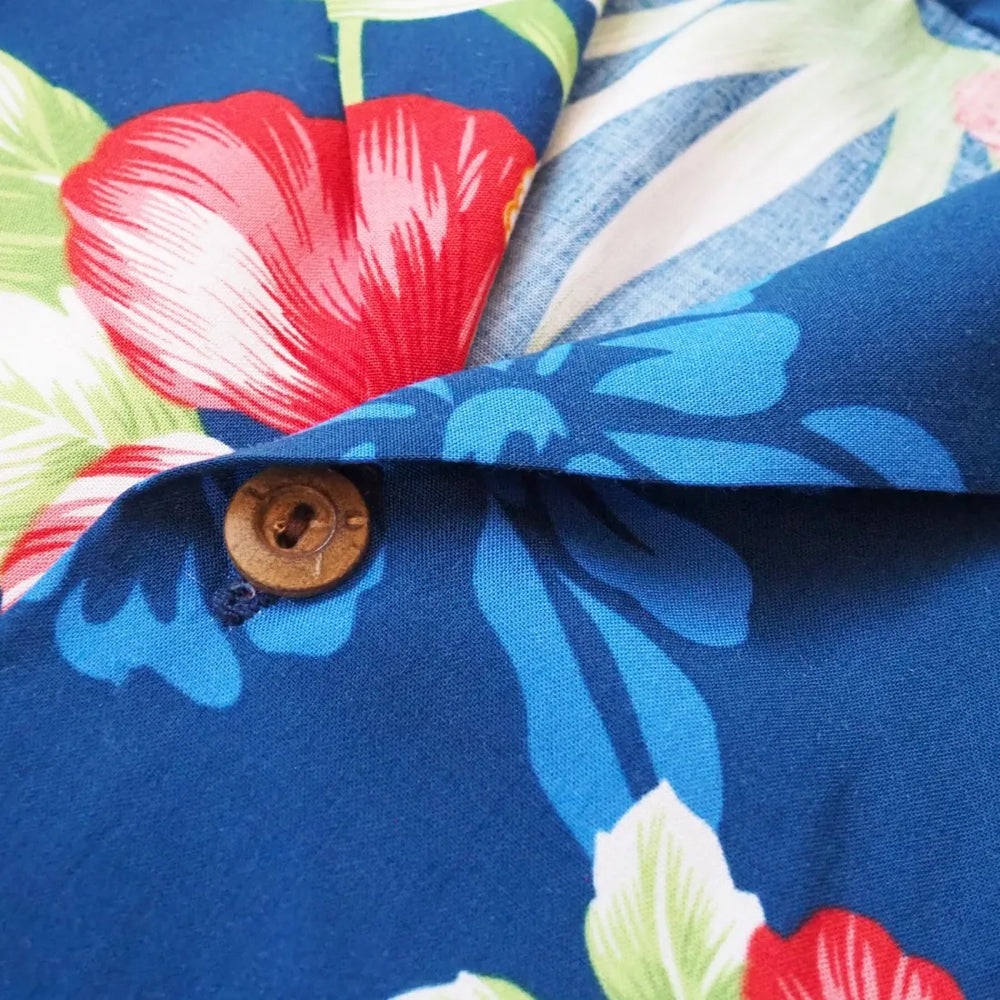 Passion Navy Blue Hawaiian Rayon Shirt - Made in Hawaii