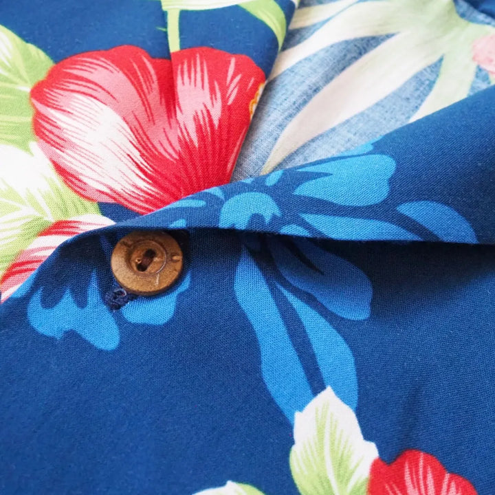 Passion Navy Blue Hawaiian Rayon Shirt - Made in Hawaii