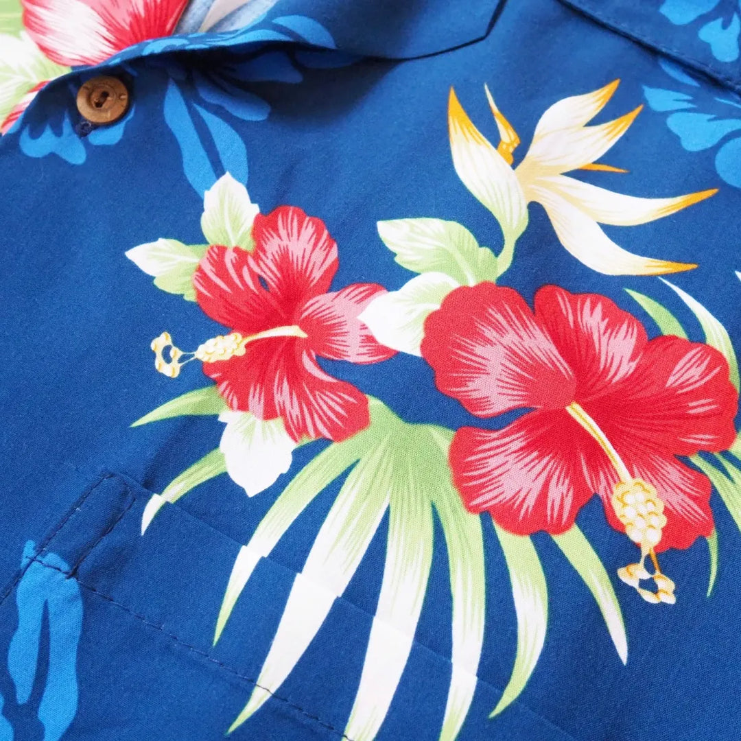 Passion Navy Blue Hawaiian Rayon Shirt - Made in Hawaii