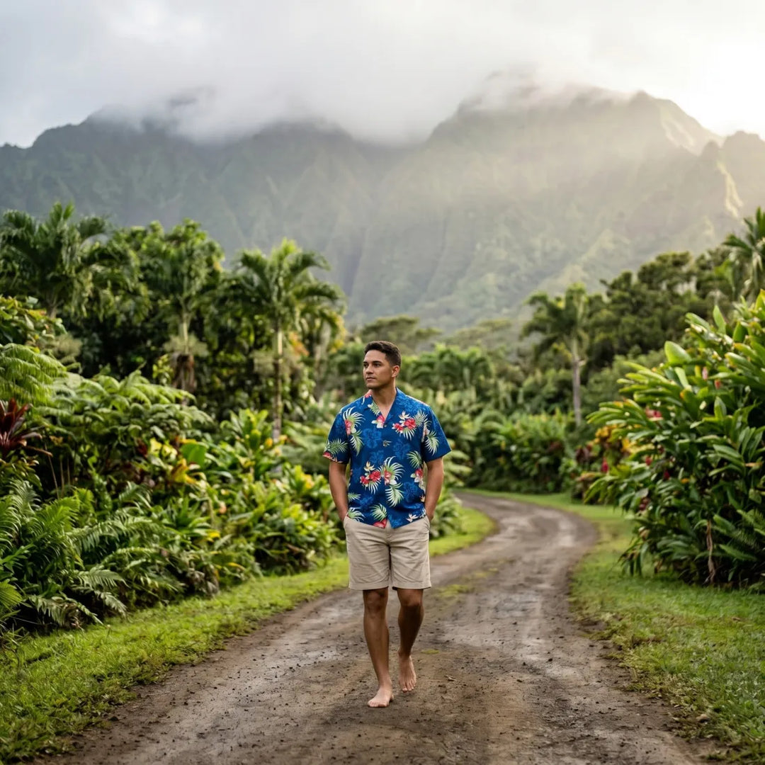 Passion Navy Blue Hawaiian Rayon Shirt - Made in Hawaii