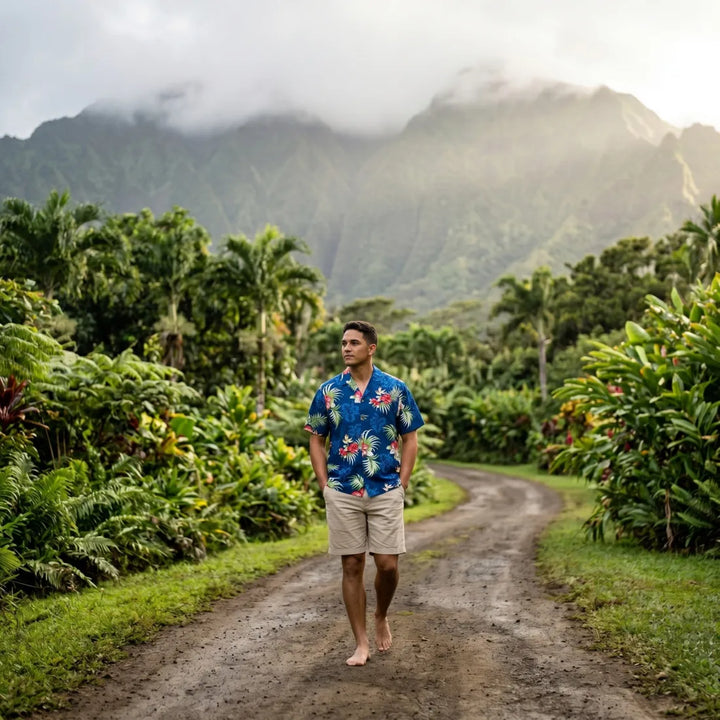 Passion Navy Blue Hawaiian Rayon Shirt - Made in Hawaii
