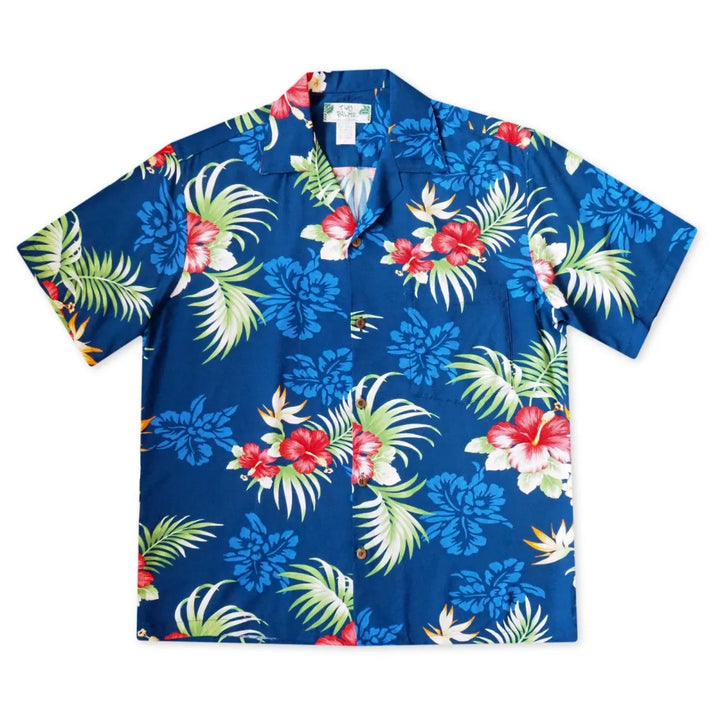 Passion Navy Blue Hawaiian Rayon Shirt - Made in Hawaii