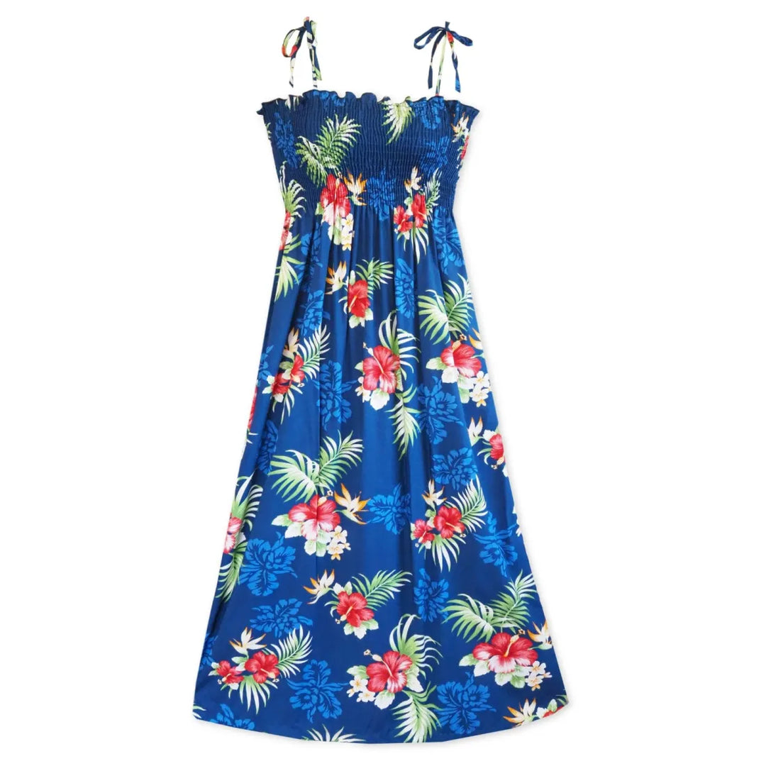 Passion Navy Blue Maxi Hawaiian Dress - Made in Hawaii