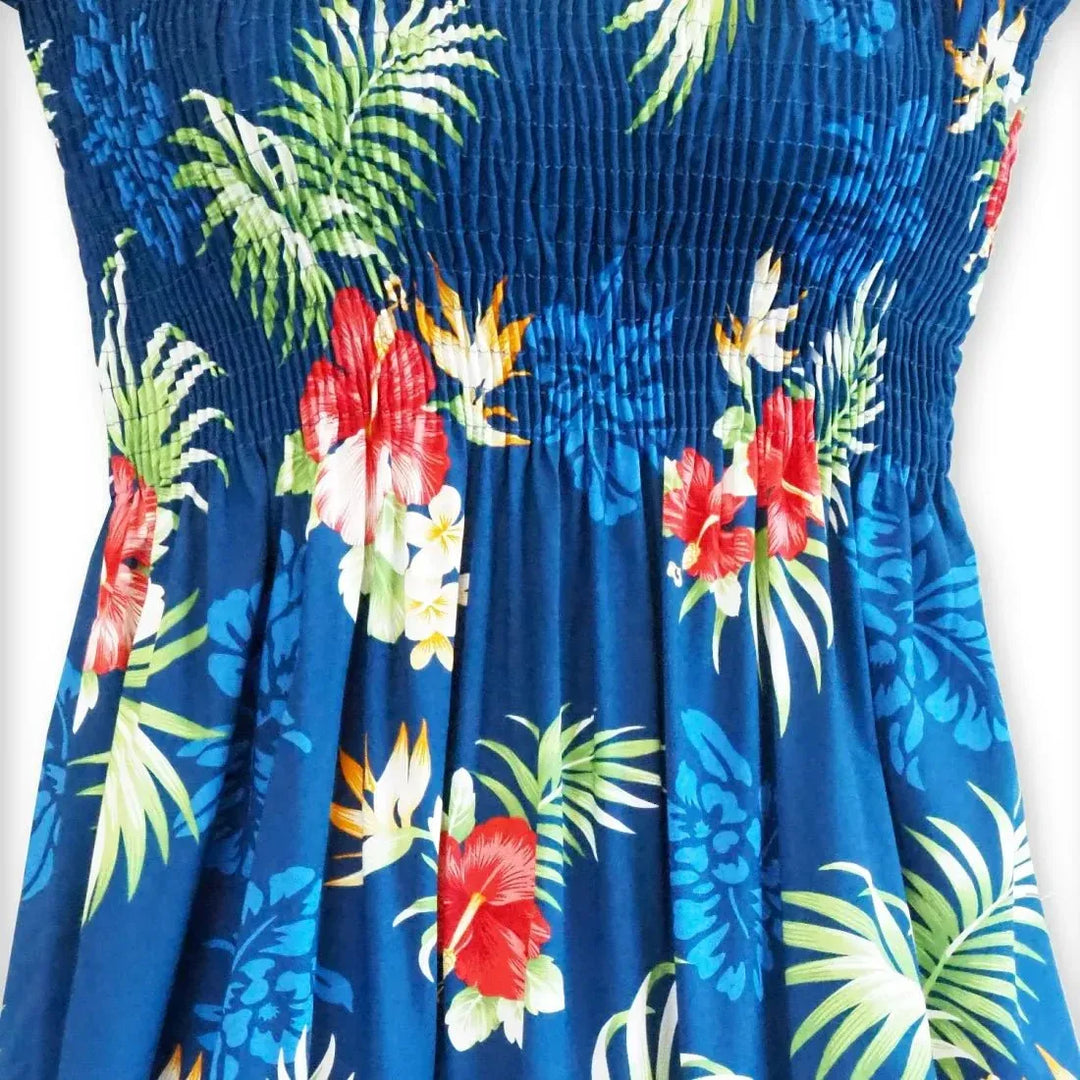 navy blue hawaiian dress pineapple navy blue hawaiian girl sunkiss dress - Alohaz navy blue / S (2