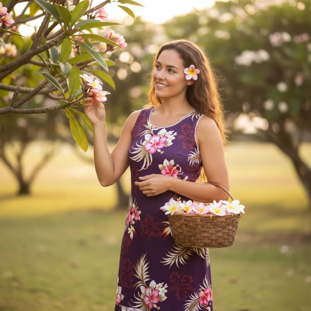 Passion Purple Hana Aloha Hawaiian Dress with Trim – Lavahut