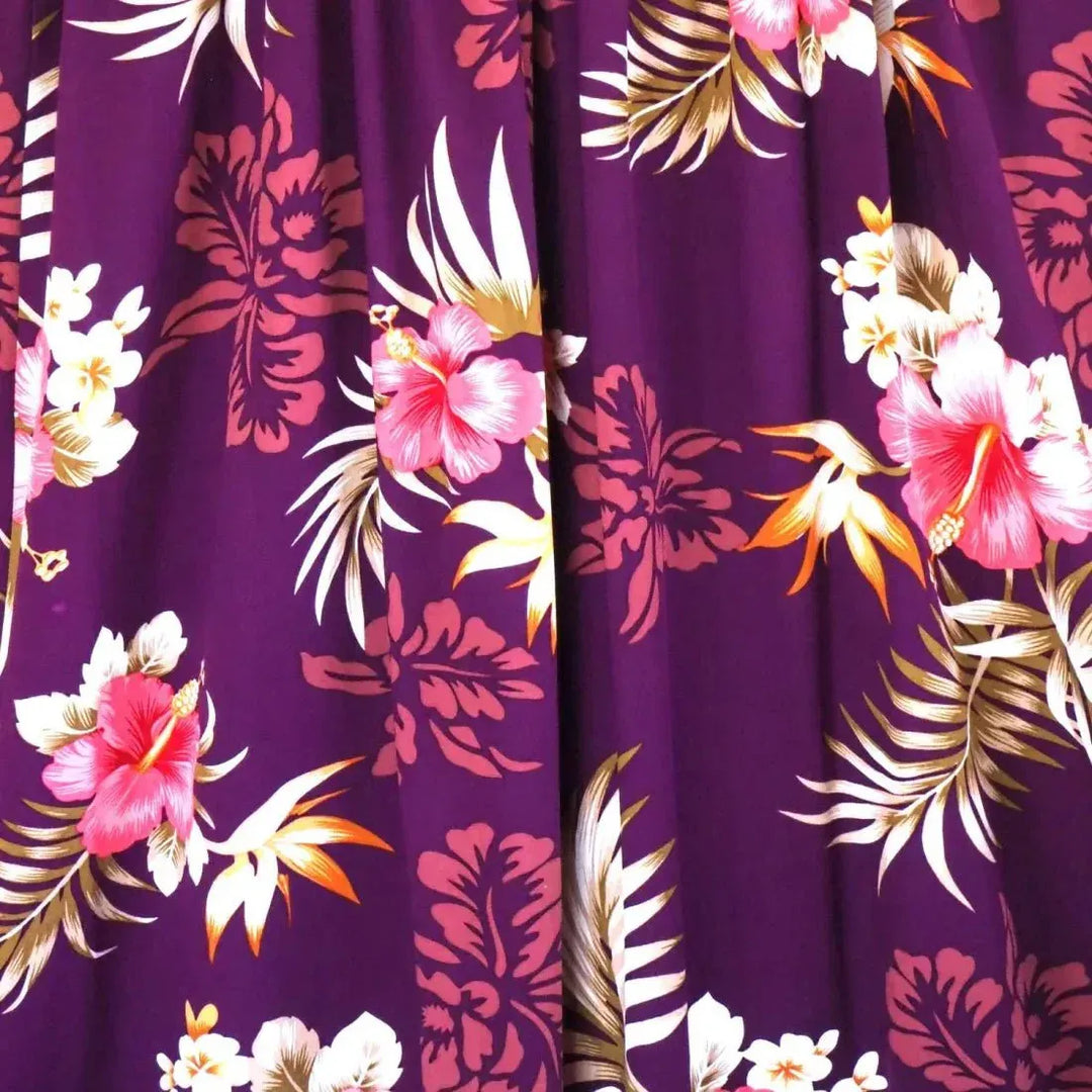 purple hawaiian dress Passion Purple Maxi Hawaiian Dress with Floral Hibiscus Pattern