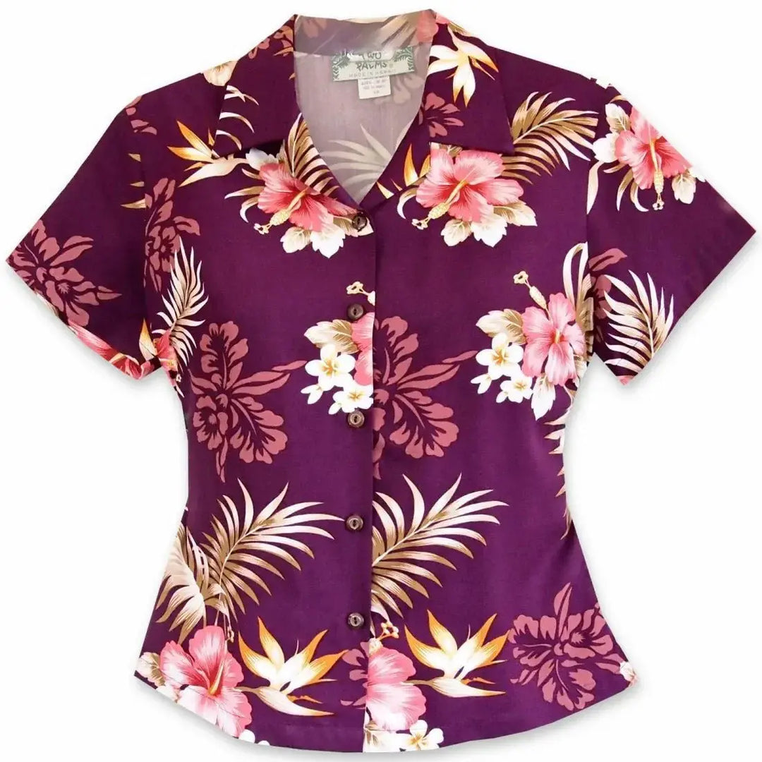 Passion Purple Women’s Hawaiian Rayon Shirt Made in Hawaii