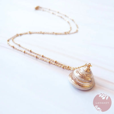 Pearl Trochus Seashell Hawaiian Pendant Necklace - Made In Hawaii