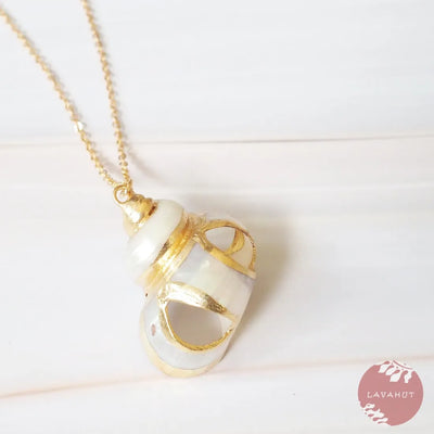 Pearl Turbo Seashell Hawaiian Pendant Necklace - Made In Hawaii