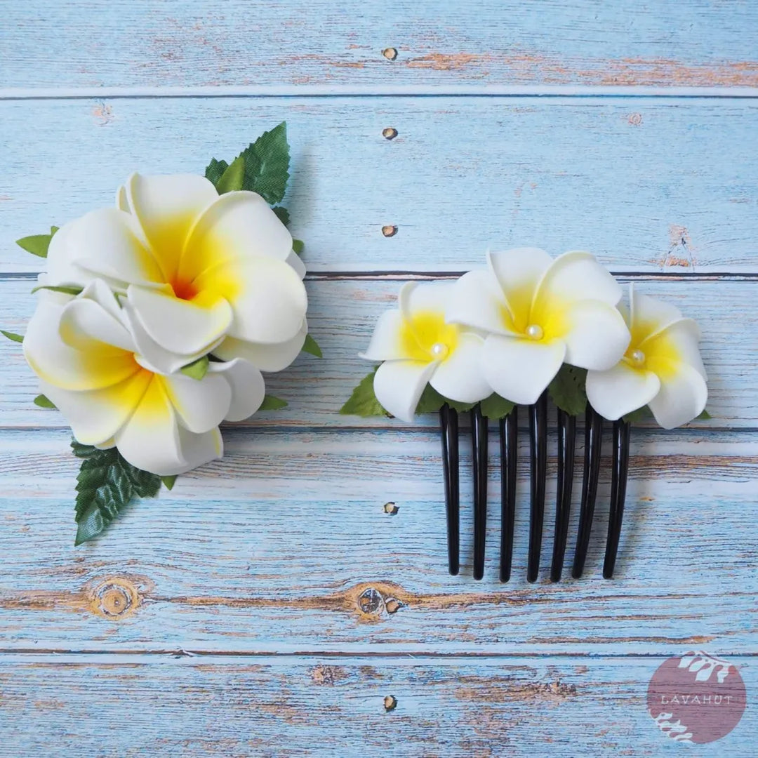 Pearls & Plumeria Hair Comb - Made in Hawaii