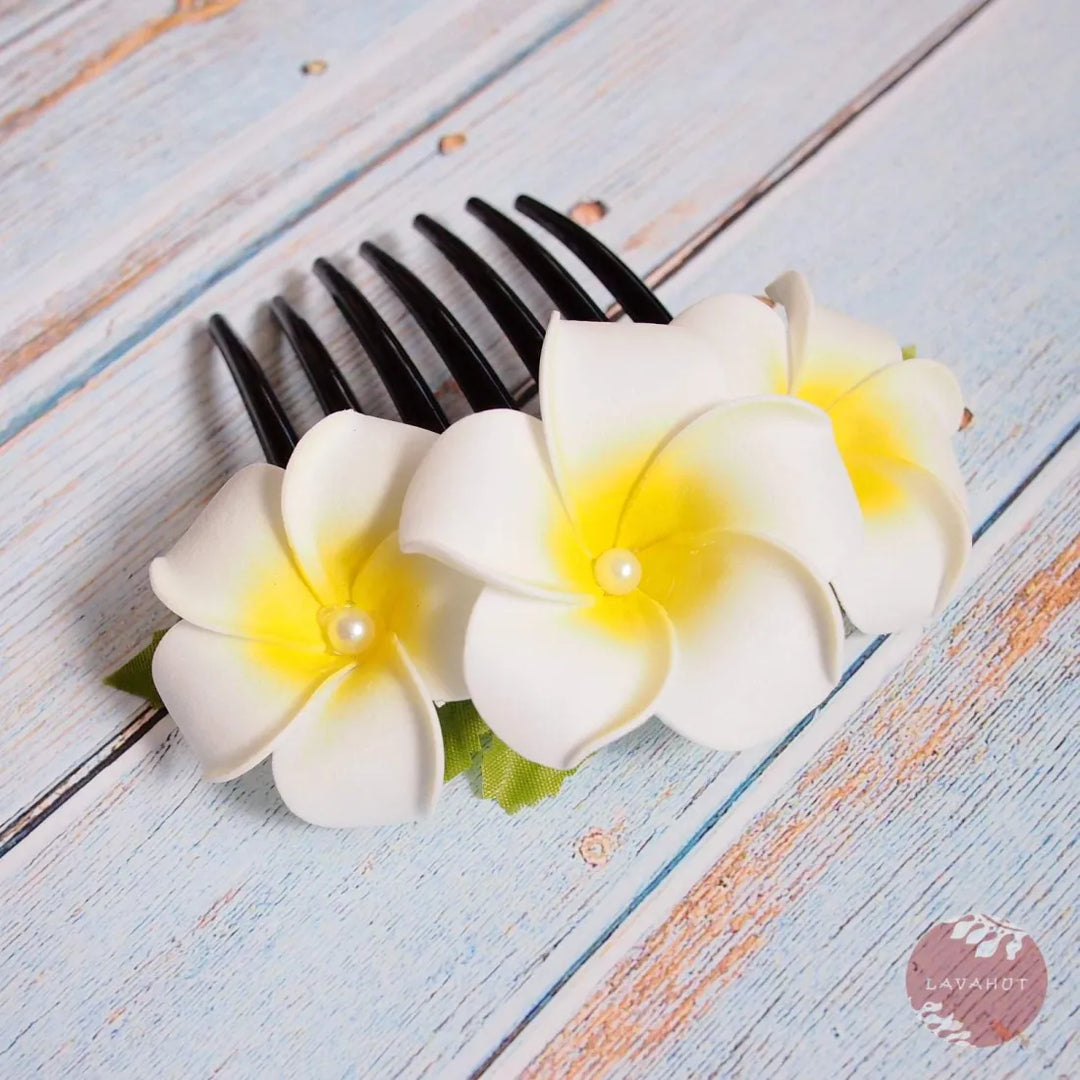 Pearls & Plumeria Hair Comb - Made in Hawaii