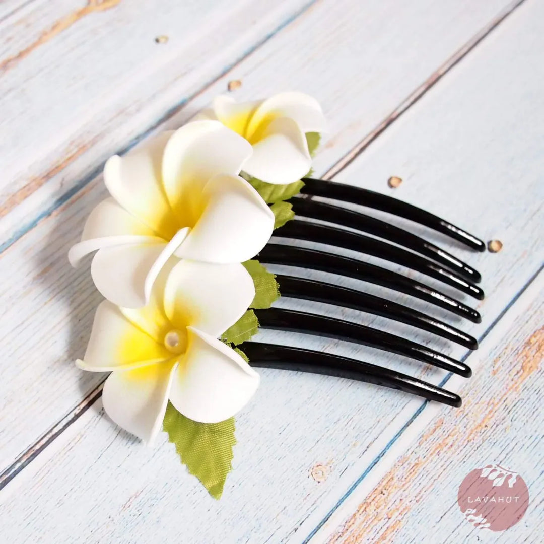 Pearls & Plumeria Hair Comb - Made in Hawaii