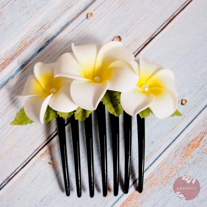 Pearls & Plumeria Hair Comb - Made in Hawaii