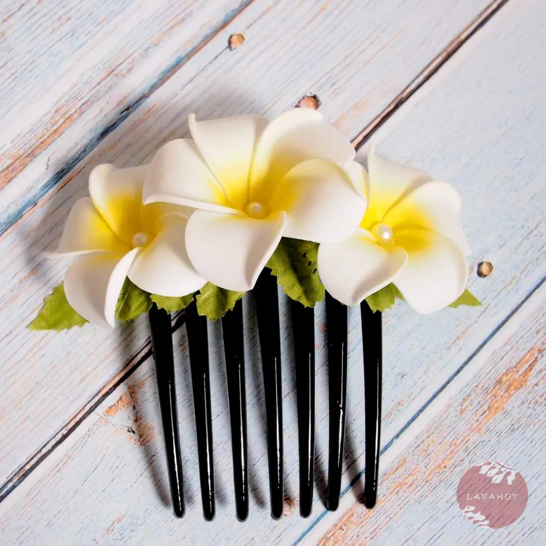 Pearls & Plumeria Hair Comb - Made In Hawaii