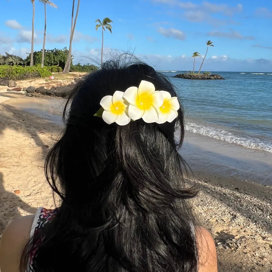 Pink Pearls & Plumeria Hair Comb - Made in Hawaii