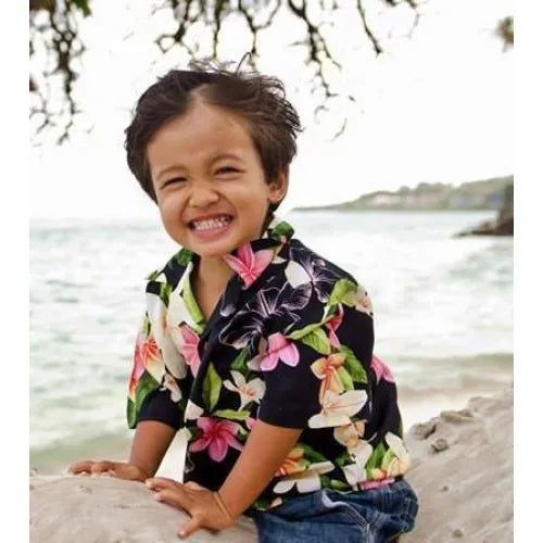 Pebble Black Hawaiian Boy Shirt - Made in Hawaii