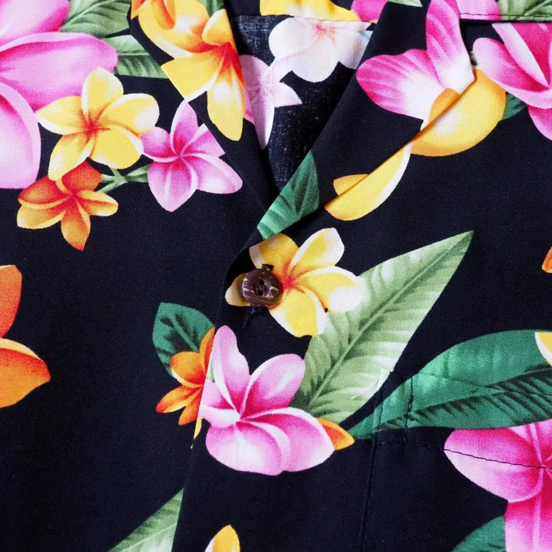 Pebble Black Hawaiian Rayon Shirt - Made in Hawaii