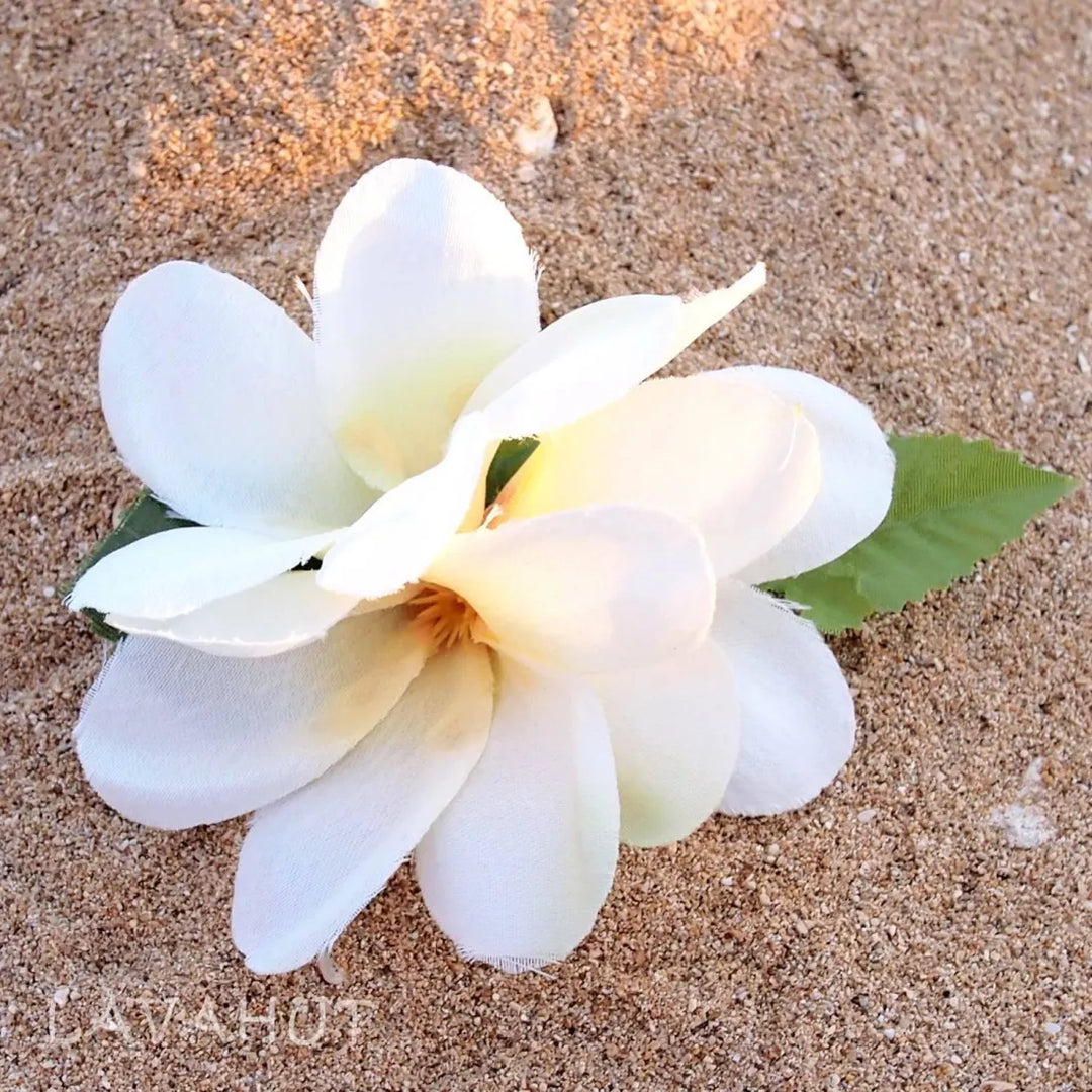 Petite Plumeria White Hawaiian Flower Hair Clip - Made in Hawaii