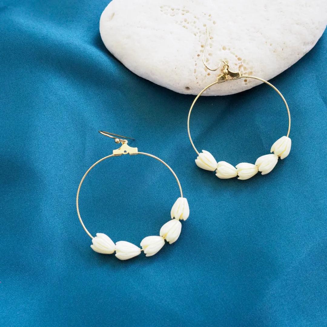 Pikake Flower Hoop Earrings - Made in Hawaii