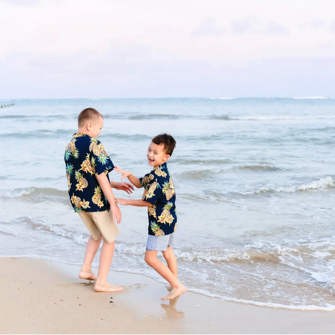 Pineapple Blue Hawaiian Boy Shirt – Authentic Hawaiian Boy's Hawaiian Shirts by Lavahut