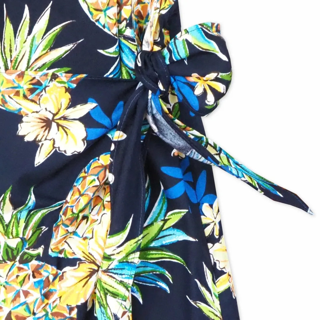 Pineapple Blue Honi Hawaiian Dress - Made in Hawaii